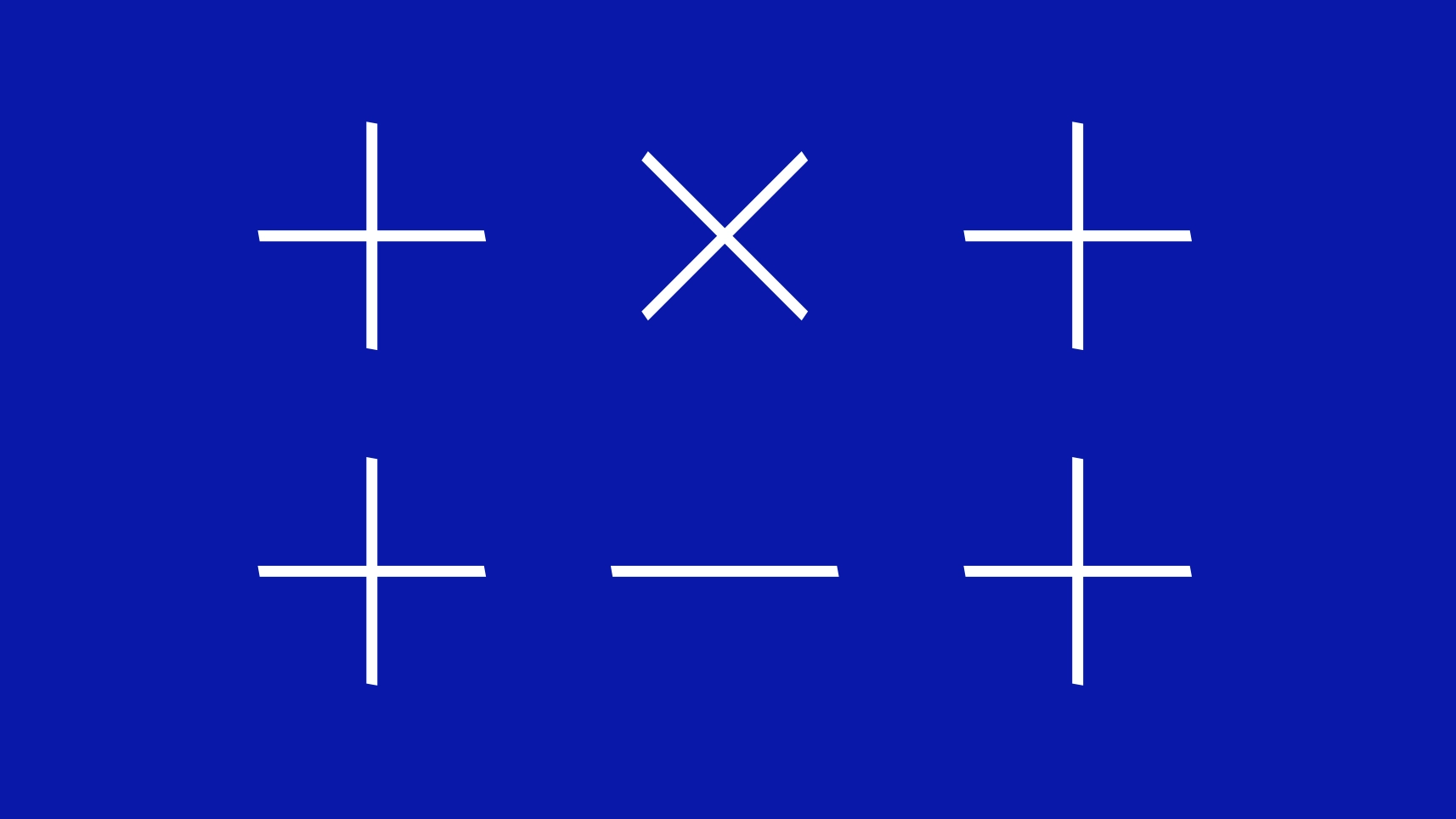 Plus- und Minus-Symbole auf blauem Hintergrund