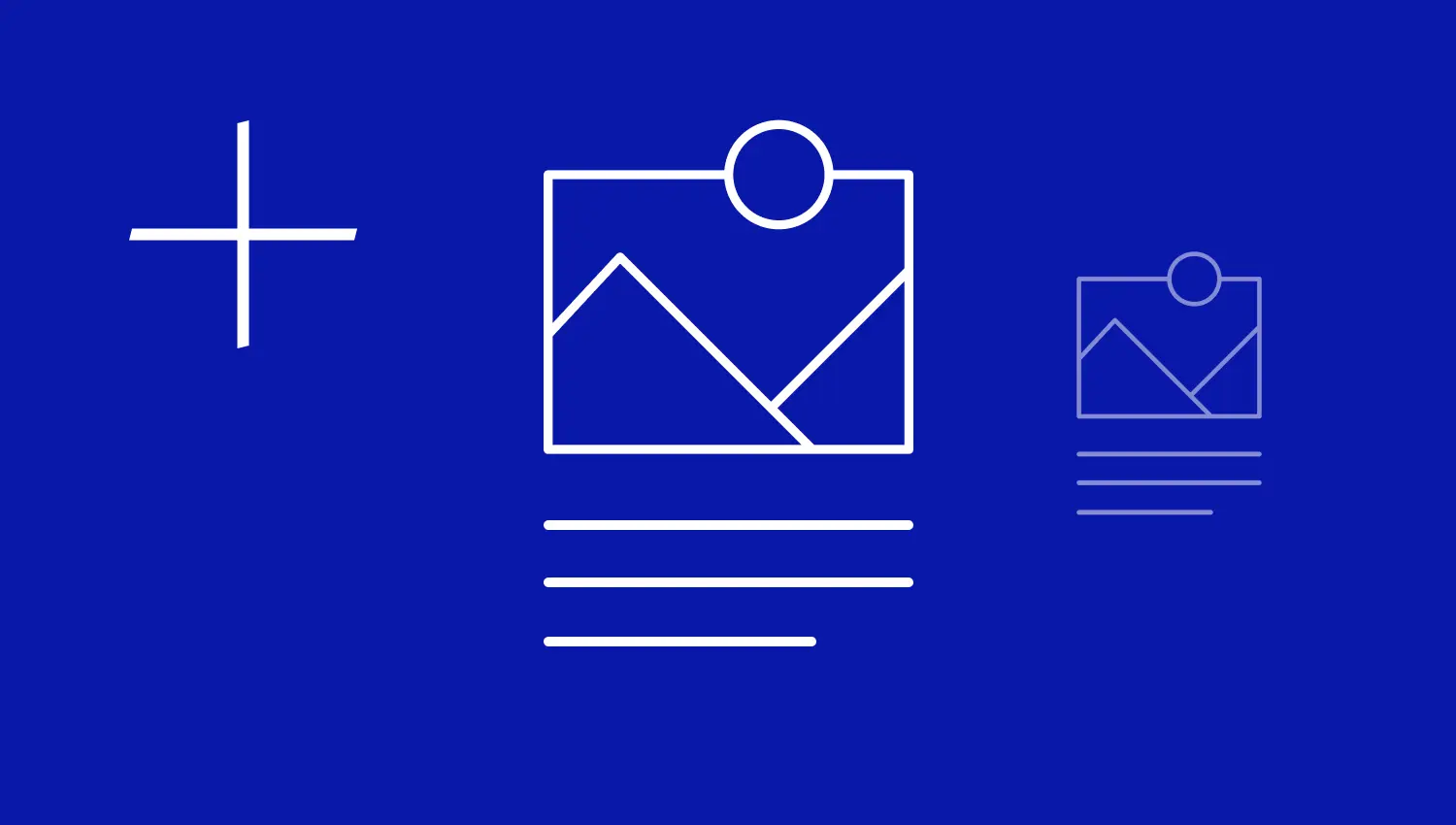 Bild-Icon mit weißen Linien als Symbol für ALT-Text, auf blauem Hintergrund.