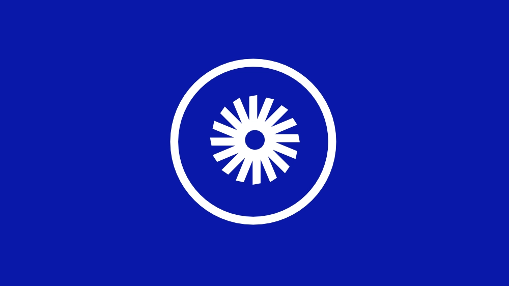 Icon Zahnrads auf blauem Hintergrund