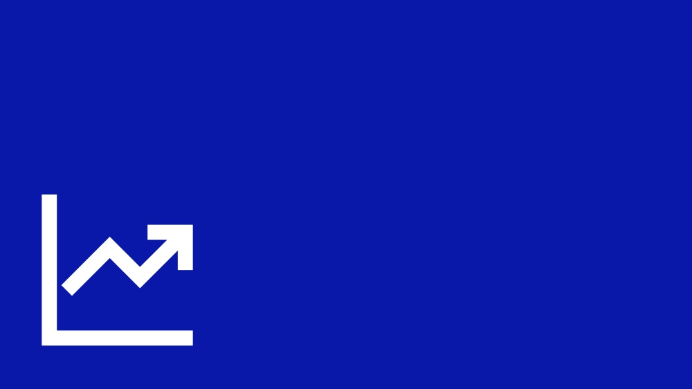 Weiße Icon eines Wachstumsgrafen auf blauem Hintergrund