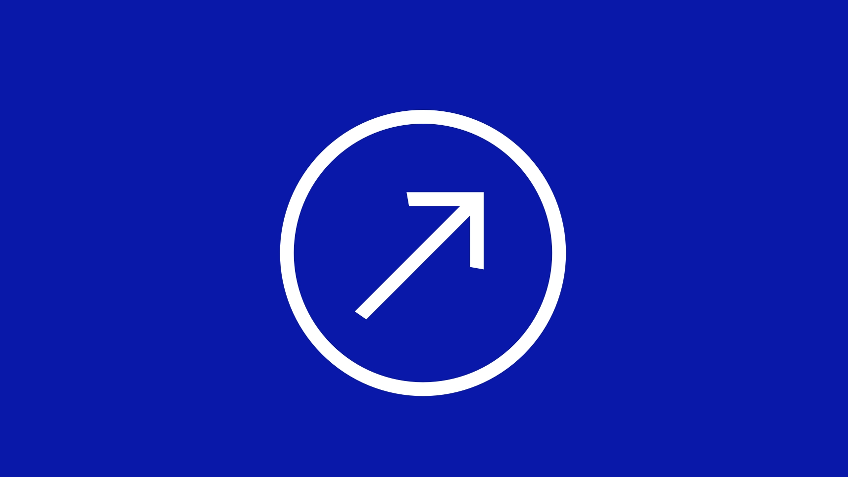 Weiße Pfeil-Icon im Kreis, nach rechts oben gerichtet, auf blauem Hintergrund