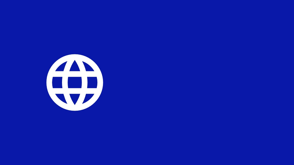 Weiße Icon einer Planeten auf blauem Hintergrund