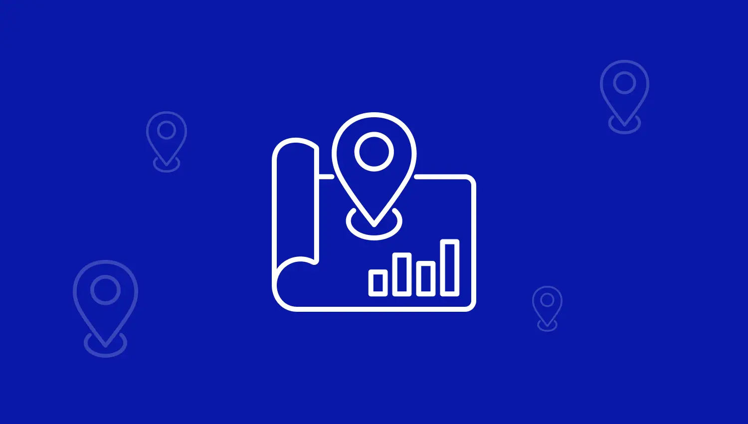 Standort Symbol steht auf dem Dokument mit der Datenanalyse auf blauem Hintergrund