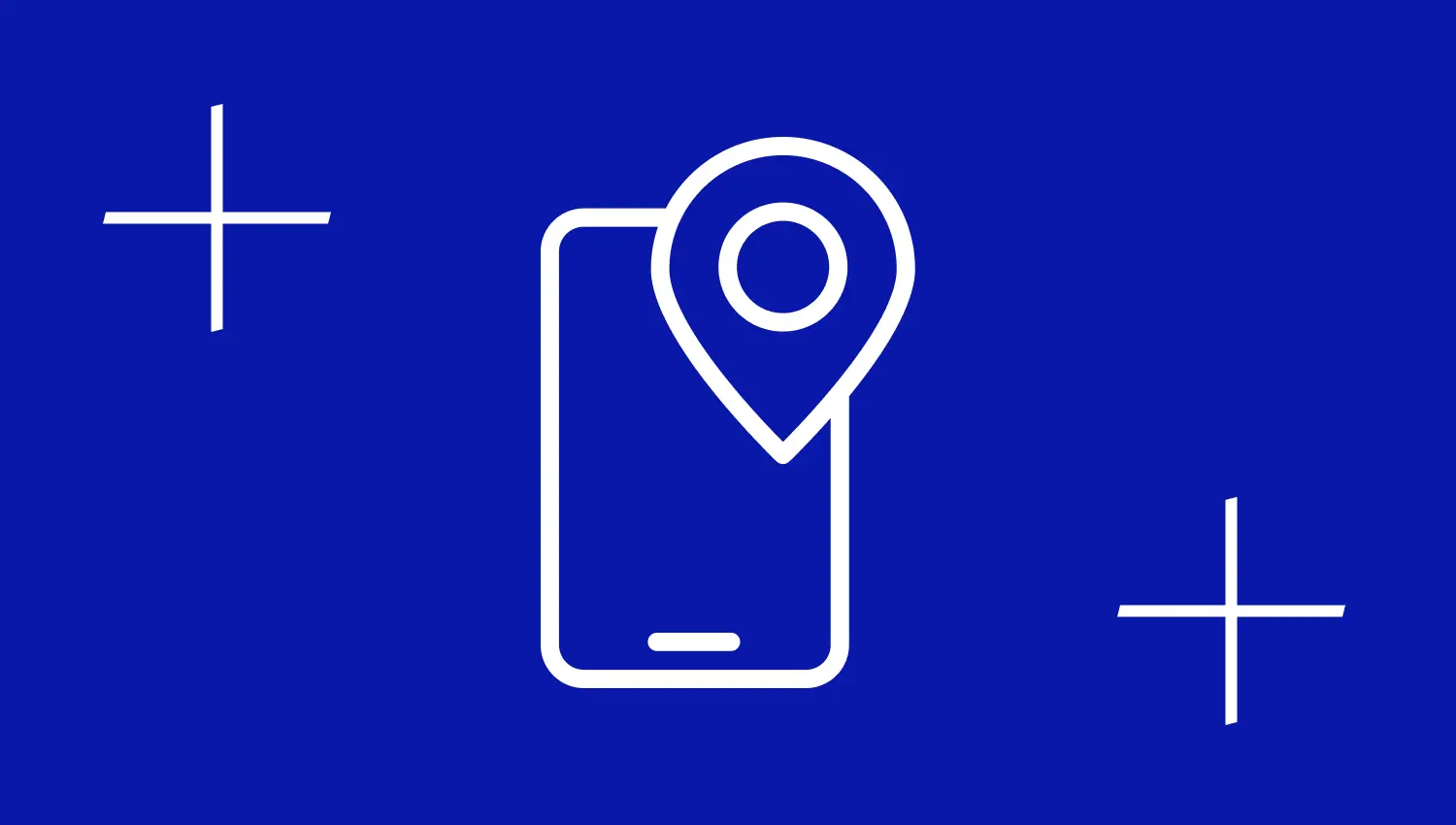 Mobiles App-Symbol mit Location Marker auf einem blauen Hintergrund